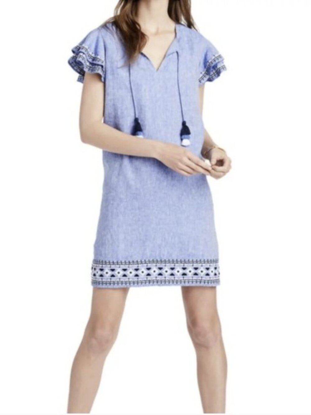 Vineyard Vines Linen Embroidered Tunic Dress Size L
